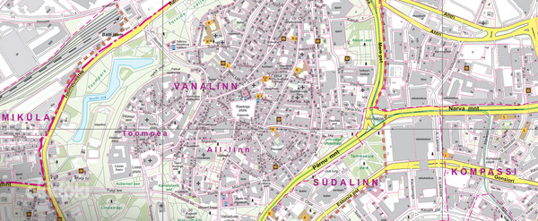Большая настенная карта Таллинна на заказ (2,26 x 1,72 м) (фото #3)