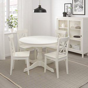 INGATORP pikendatav laud, valge, 110/155 cm + 4 tooli (2 foto / 2)