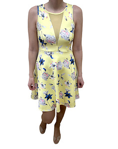 Kollane kleit lilledega, Melrose (Suurus: S) (1 foto / 1)