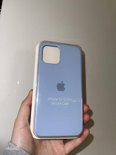 Новый голубой силиконовый чехол для Iphone 12/12 Pro (фото #1)