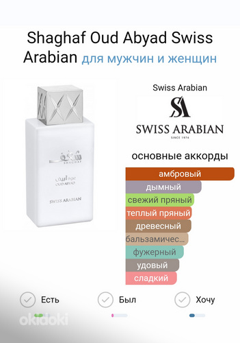 Swiss Arabian Shaghaf Oud Abyad, parfum (foto #1)