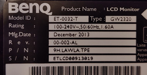 Tasuta monitor BenQ GW2320 IPS, 23" (Aasta 2013) (1 foto / 3)