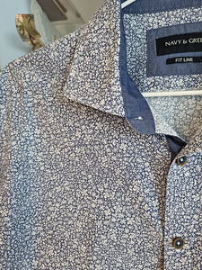 Meeste särk navy & green puuvill fit line suurus S/M (3 foto / 4)