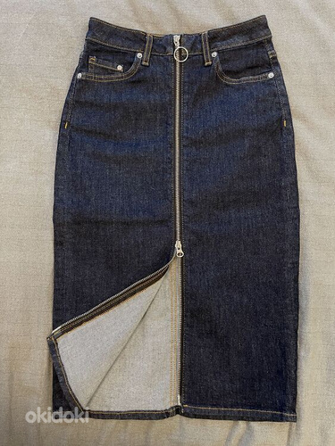 Совершенно новая джинсовая юбка миди из эластичного денима (фото #1)