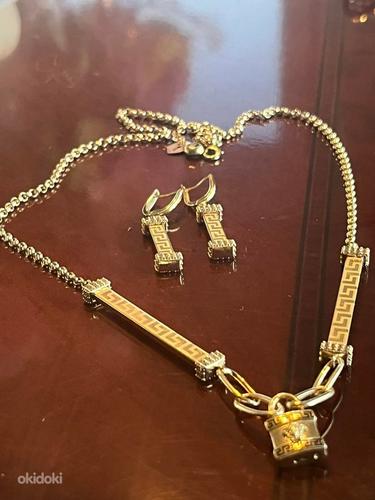 Versace komplekt kullast kaelakett ja kõrvarõngad Proov 585 (foto #2)