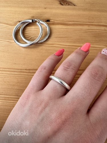 Шикарный комплект серьги кольца + объемное кольцо серебро (фото #3)