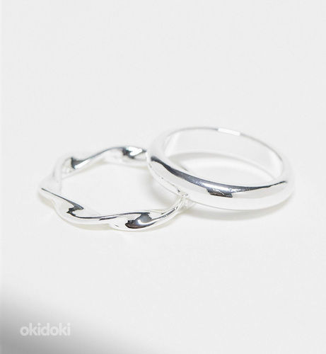 (Новые) ASOS 2 посеребренных кольца, размер M/L (фото #2)