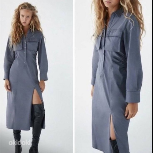 (NEW) Zara shirt tailored waist midi dress, size M