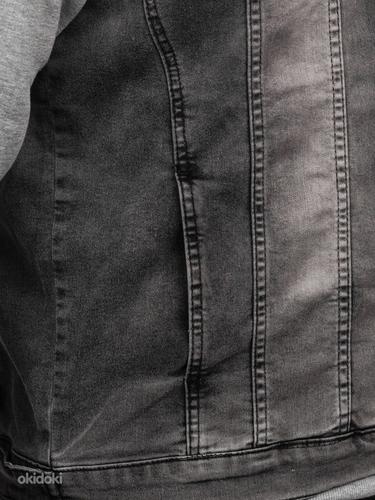 !СКИДКА! Серая джинсовая куртка с капюшоном, XL (фото #4)