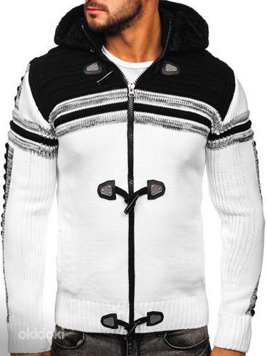 !СКИДКА! Черно-белый свитер с молнией и капюшоном (фото #2)