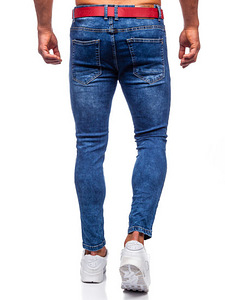 !SOODUS! Sinised Slim Fit teksapüksid punase vööga, 35XL (3 foto / 8)
