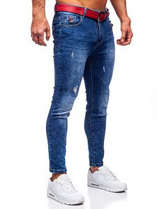 !SOODUS! Sinised Slim Fit teksapüksid punase vööga, 35XL (5 foto / 8)