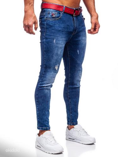!СКИДКА! Синие джинсы Slim Fit с красным поясом (фото #5)