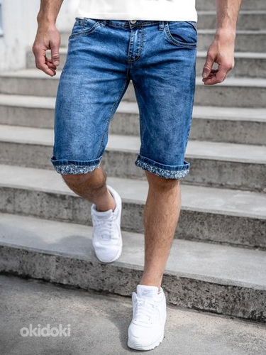 Мужские синие джинсовые шорты (фото #5)