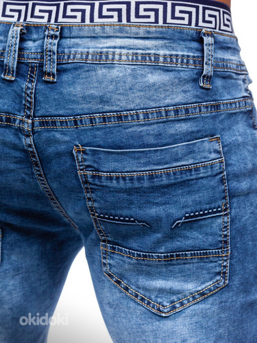 Мужские синие джинсовые шорты (фото #6)