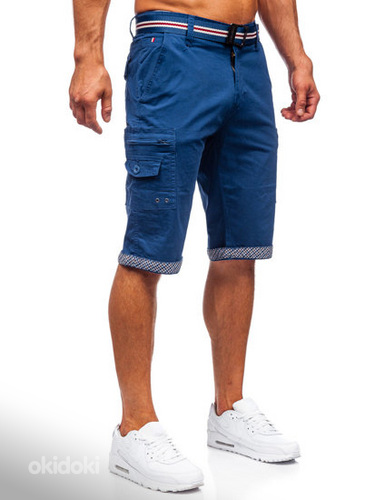 !СКИДКА! Синие летние брюки с поясом (фото #1)