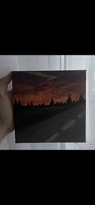 Painting "Road at sunset" on canvas with acrylic paints