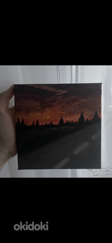Painting "Road at sunset" on canvas with acrylic paints (foto #1)
