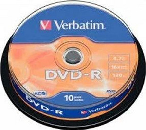 DVD-R plaat toorik 10tk Verbatim Azo 4,7GB 16× cake box (1 foto / 2)