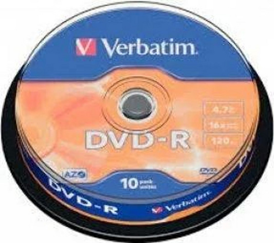 DVD-R plaat toorik 10tk Verbatim Azo 4,7GB 16× cake box