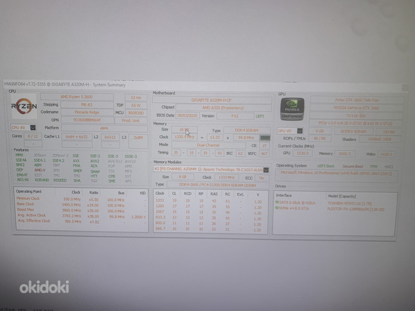Arvuti NVIDIA GeForce GTX 1660 Windows 10 (foto #2)